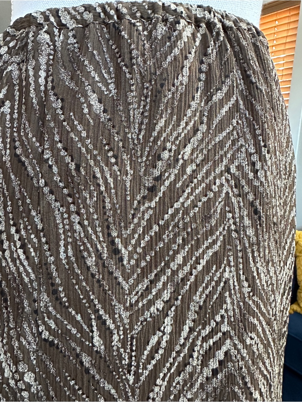 Chico's vintage silk Brown & Cream Patterned Circle Skirt - Picture 2 of 5